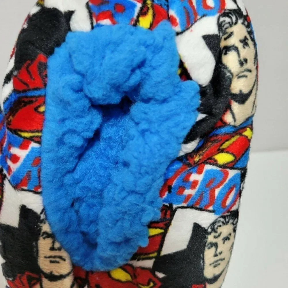 Superman Slipper‎ Socks Child S/M Shoe Sz 8-13 Hero Superhero Fuzzy Babba NEW